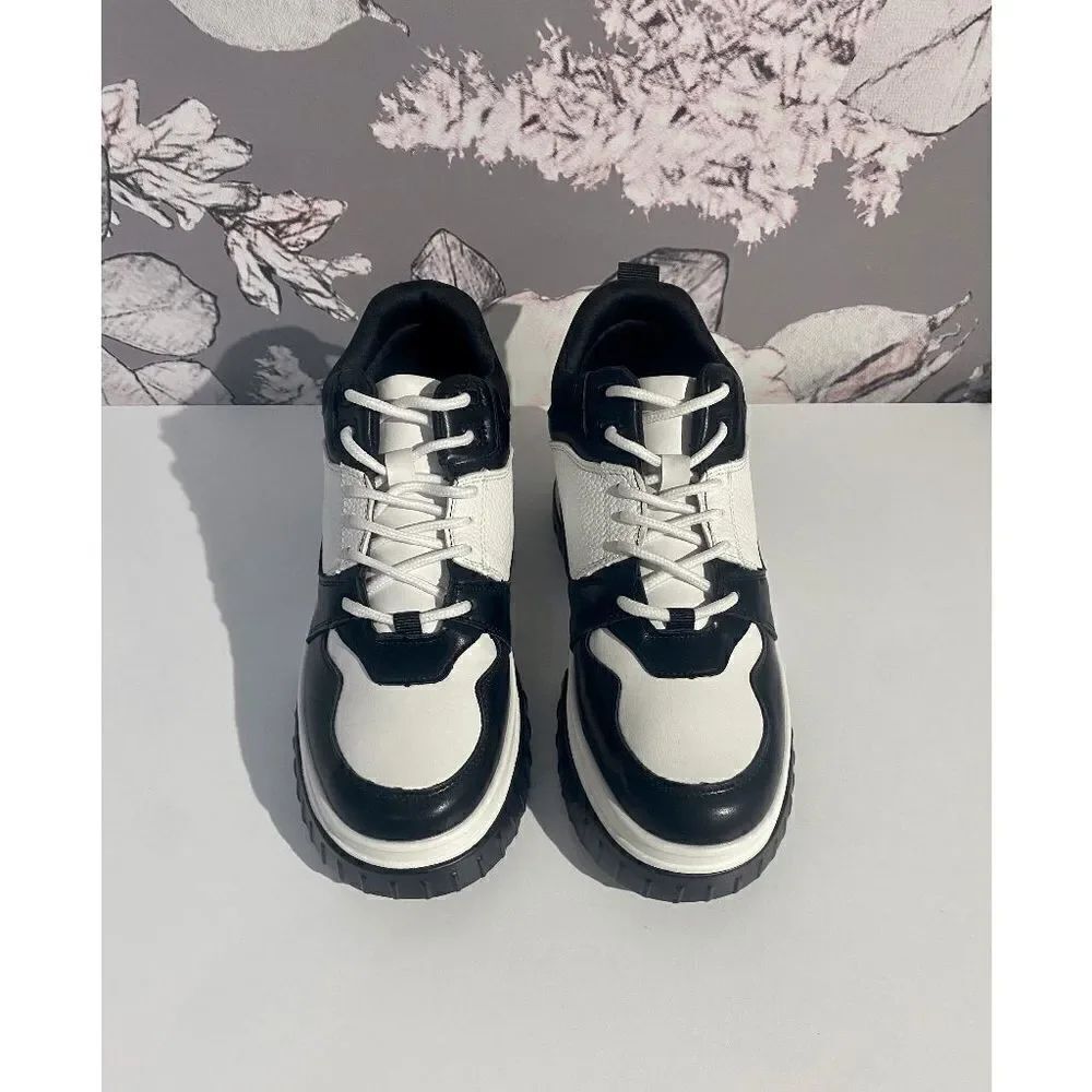 London Rebel Women’s Lace-Up Chunky Hi-Top Trainers Black & White